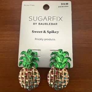 SUGARFIX by Baublebar Pineapple Crystal Enamel Gold Tone Earrings